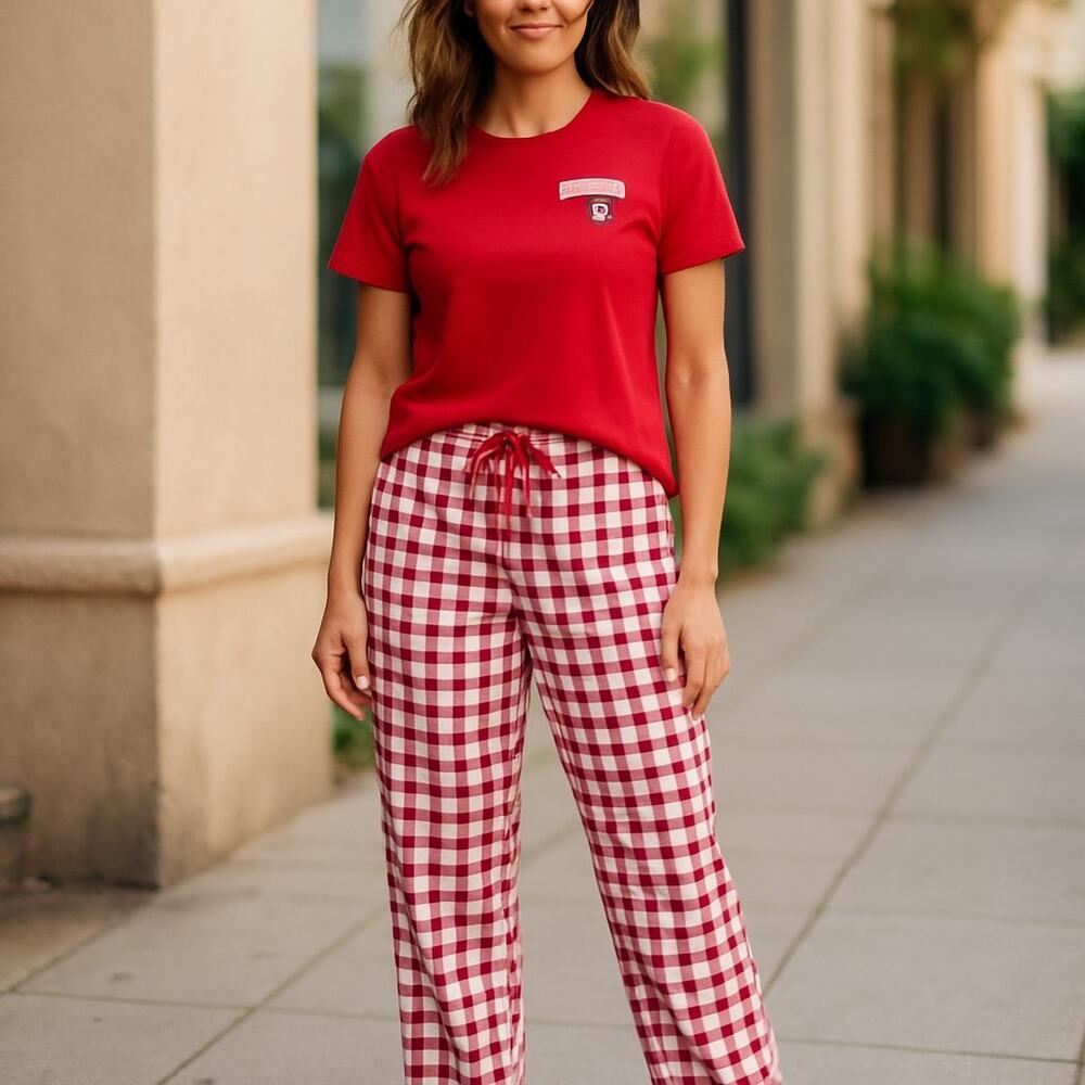 Sheyanne red 2-piece T-shirt style Pajama set, women's size L